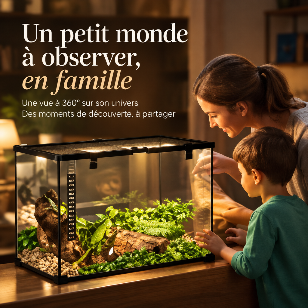 Terrarium reptile en verre 50x30x35 cm – Gecko, serpent, lézard