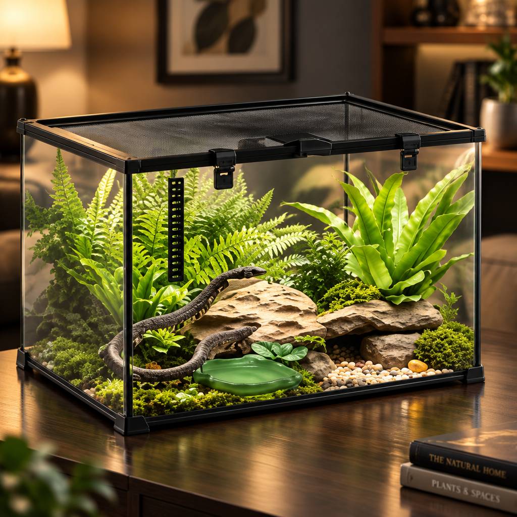 Terrarium reptile en verre 50x30x35 cm – Gecko, serpent, lézard